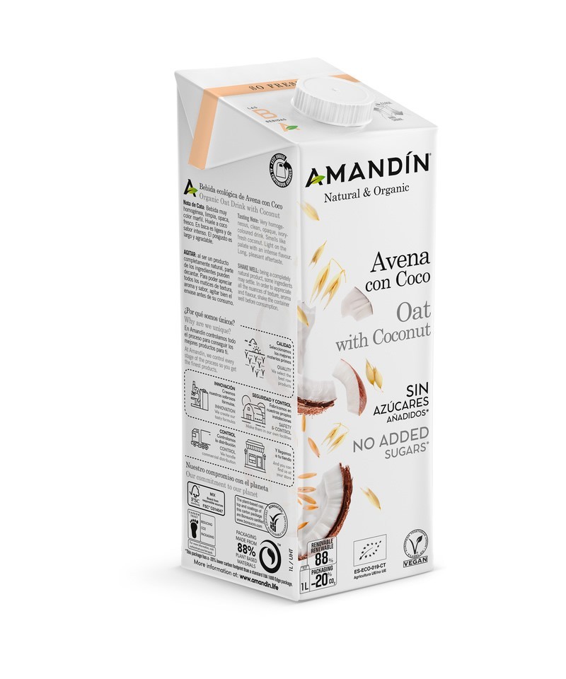 Bebida avena coco AMANDIN 1 L BIO