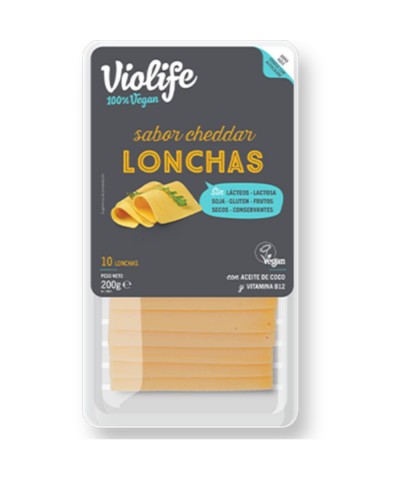 Queso cheddar lonchas VIOLIFE 200 gr