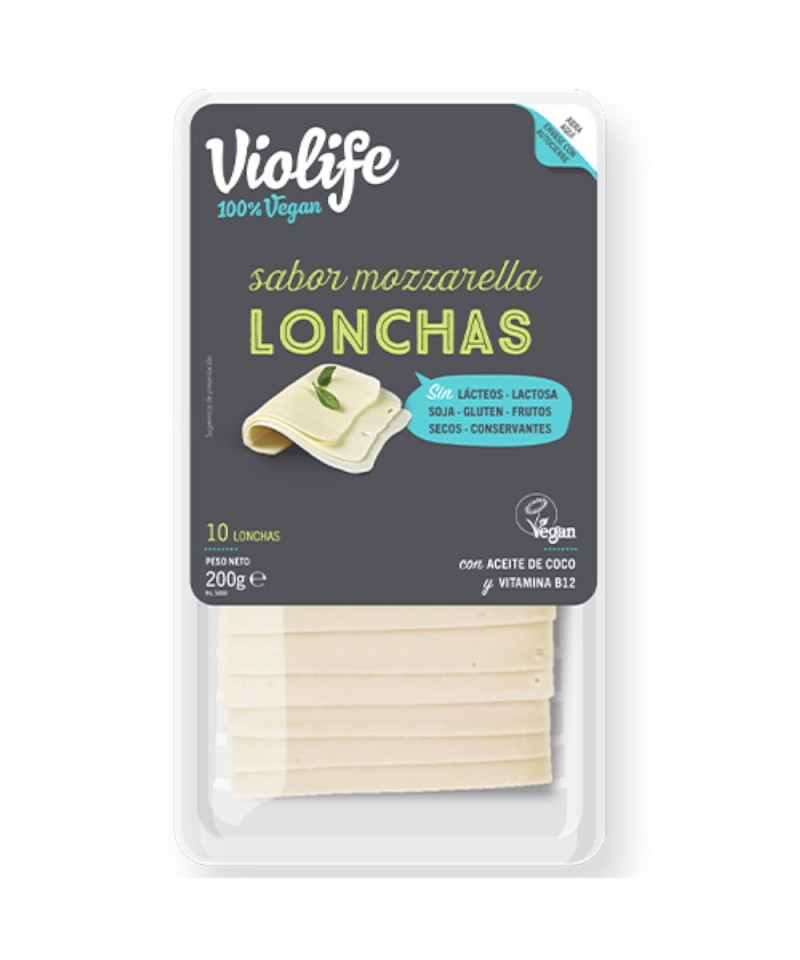 Queso mozzarella lonchas VIOLIFE 200 gr