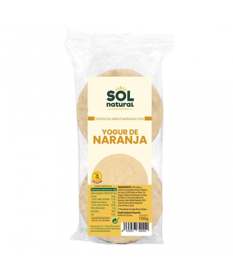 Tortas arroz yogur naranja SOL NATURAL 100 gr